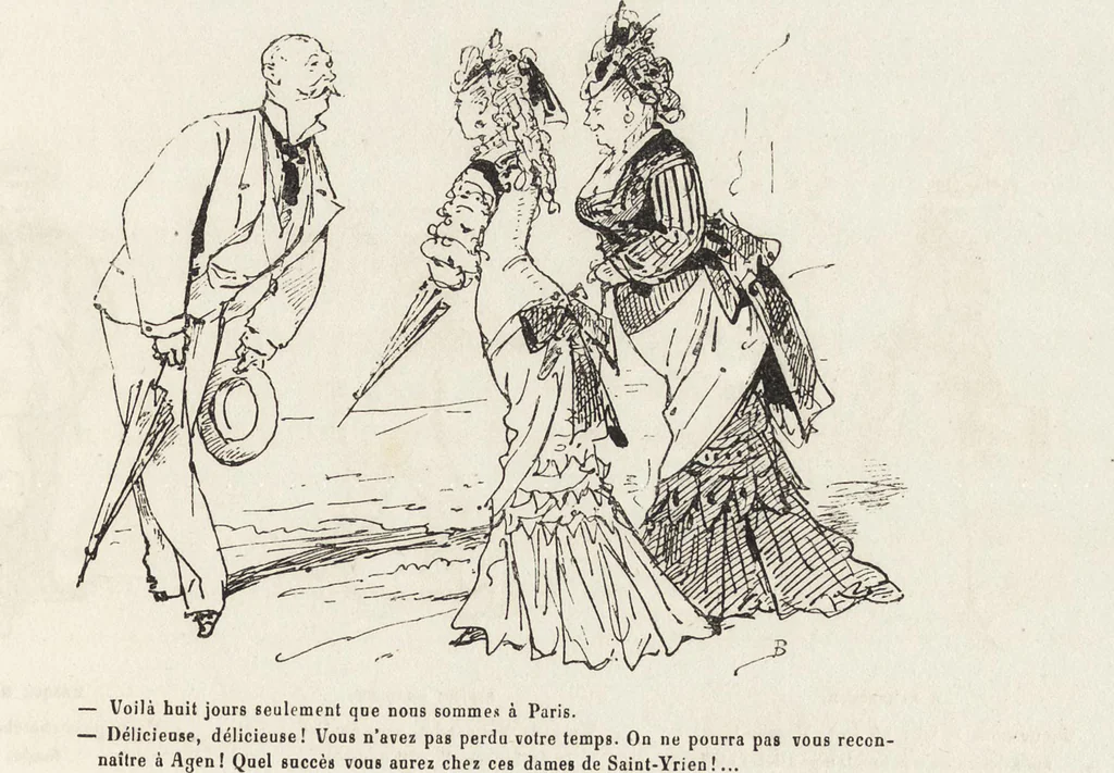 An illustration from La vie hors de chez soi (comédie de notre temps) l'hiver, le printemps, l'été, l'automne; études au crayon et à la plume, 1876, leaf 320