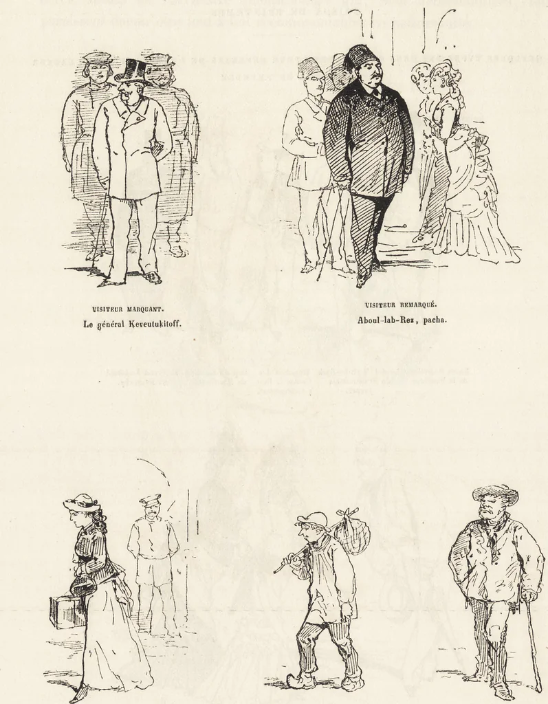 An illustration from La vie hors de chez soi (comédie de notre temps) l'hiver, le printemps, l'été, l'automne; études au crayon et à la plume, 1876, leaf 321