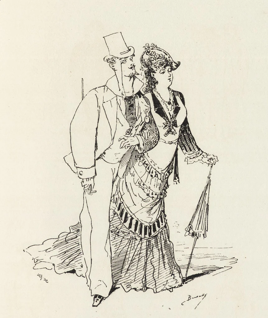 An illustration from La vie hors de chez soi (comédie de notre temps) l'hiver, le printemps, l'été, l'automne; études au crayon et à la plume, 1876, leaf 322