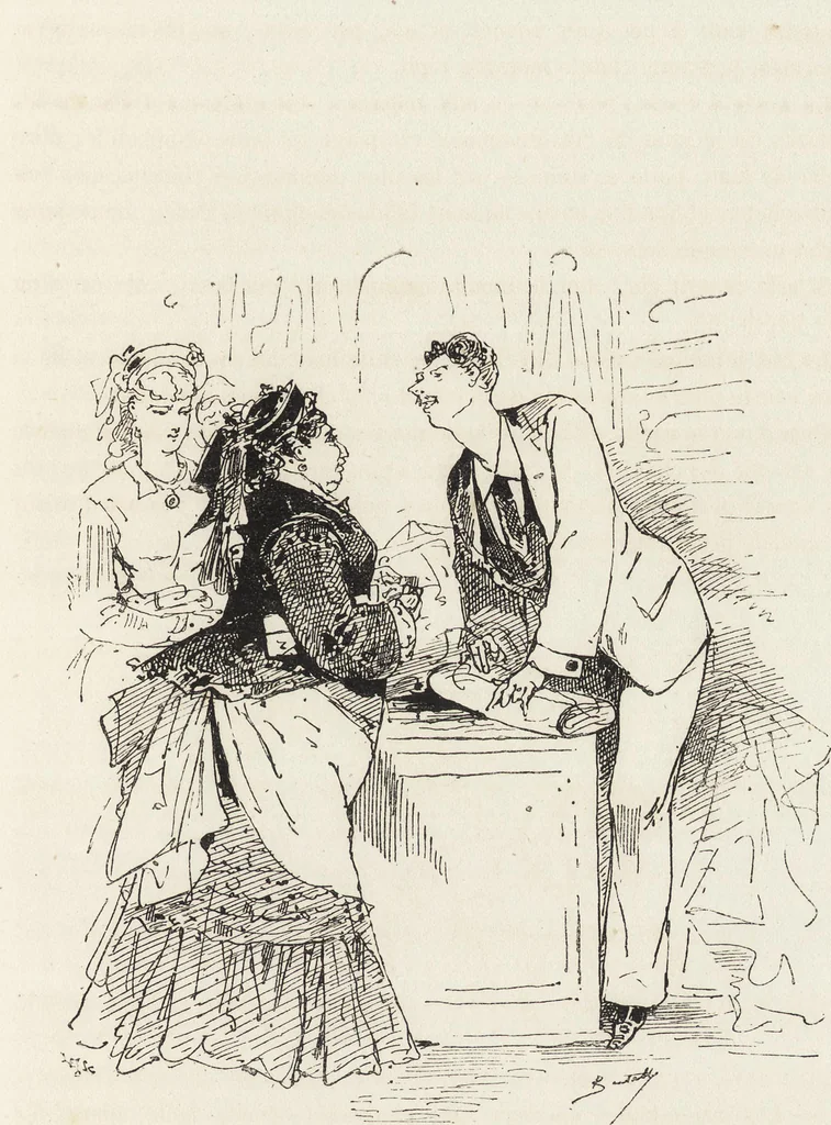 An illustration from La vie hors de chez soi (comédie de notre temps) l'hiver, le printemps, l'été, l'automne; études au crayon et à la plume, 1876, leaf 330