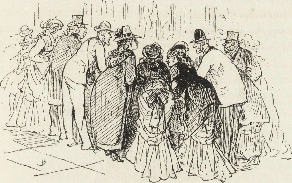 An illustration from La vie hors de chez soi (comédie de notre temps) l'hiver, le printemps, l'été, l'automne; études au crayon et à la plume, 1876, leaf 334