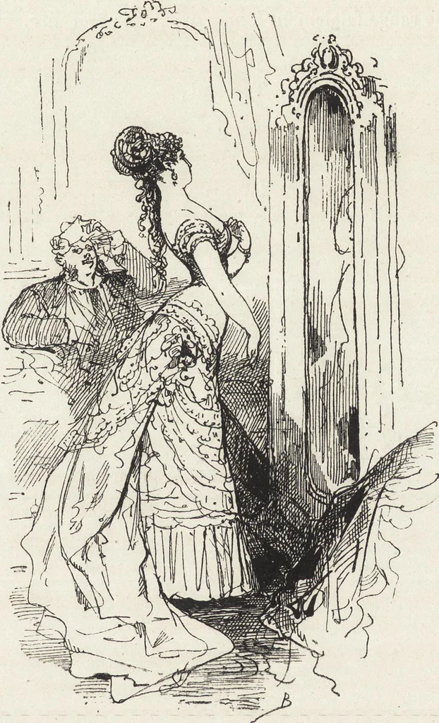 An illustration from La vie hors de chez soi (comédie de notre temps) l'hiver, le printemps, l'été, l'automne; études au crayon et à la plume, 1876, leaf 339