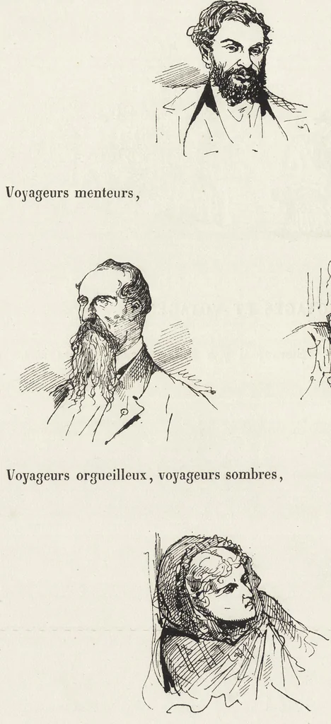 An illustration from La vie hors de chez soi (comédie de notre temps) l'hiver, le printemps, l'été, l'automne; études au crayon et à la plume, 1876, leaf 35