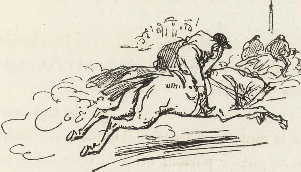 An illustration from La vie hors de chez soi (comédie de notre temps) l'hiver, le printemps, l'été, l'automne; études au crayon et à la plume, 1876, leaf 358