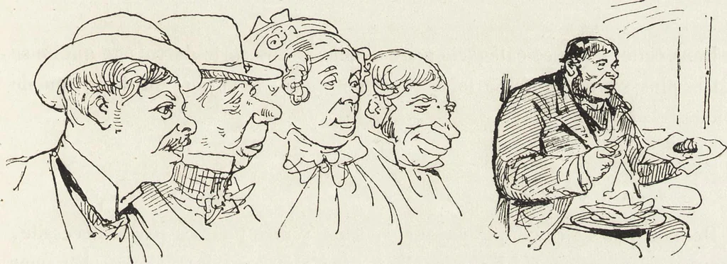An illustration from La vie hors de chez soi (comédie de notre temps) l'hiver, le printemps, l'été, l'automne; études au crayon et à la plume, 1876, leaf 36