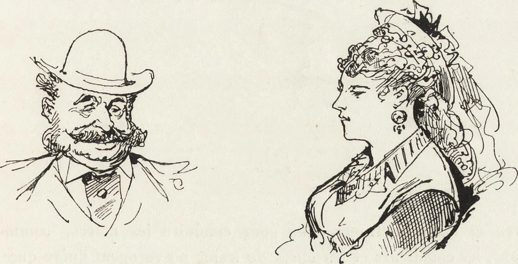An illustration from La vie hors de chez soi (comédie de notre temps) l'hiver, le printemps, l'été, l'automne; études au crayon et à la plume, 1876, leaf 36