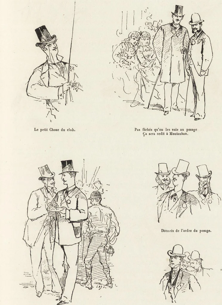 An illustration from La vie hors de chez soi (comédie de notre temps) l'hiver, le printemps, l'été, l'automne; études au crayon et à la plume, 1876, leaf 360