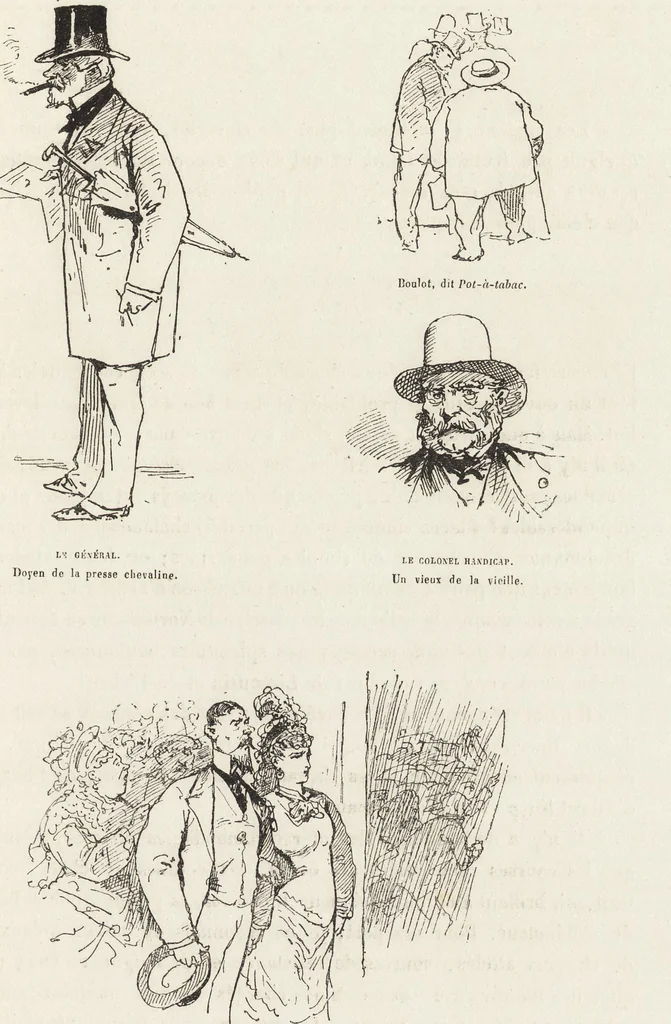 An illustration from La vie hors de chez soi (comédie de notre temps) l'hiver, le printemps, l'été, l'automne; études au crayon et à la plume, 1876, leaf 362
