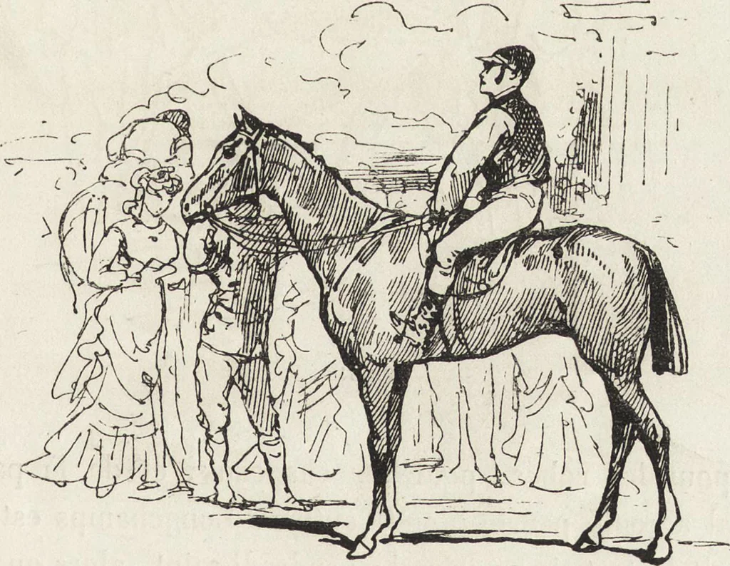 An illustration from La vie hors de chez soi (comédie de notre temps) l'hiver, le printemps, l'été, l'automne; études au crayon et à la plume, 1876, leaf 372