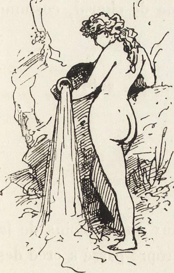 An illustration from La vie hors de chez soi (comédie de notre temps) l'hiver, le printemps, l'été, l'automne; études au crayon et à la plume, 1876, leaf 376