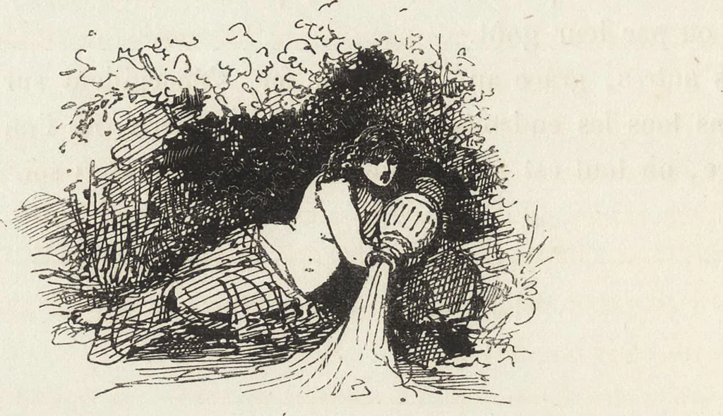 An illustration from La vie hors de chez soi (comédie de notre temps) l'hiver, le printemps, l'été, l'automne; études au crayon et à la plume, 1876, leaf 379