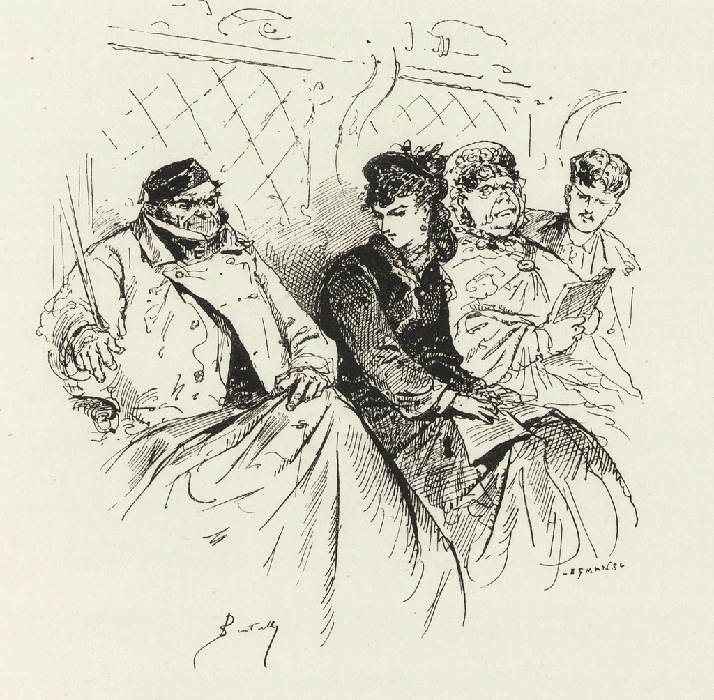 An illustration from La vie hors de chez soi (comédie de notre temps) l'hiver, le printemps, l'été, l'automne; études au crayon et à la plume, 1876, leaf 38