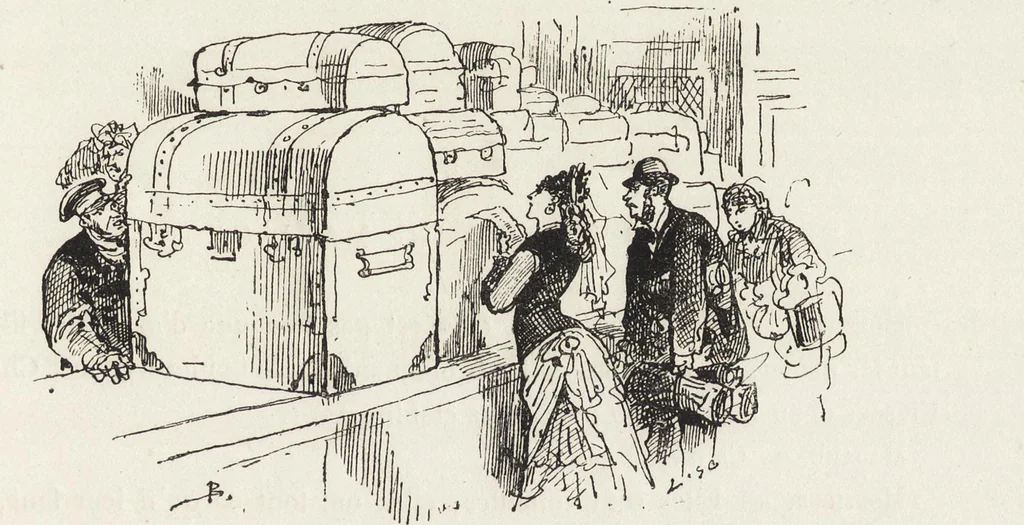 An illustration from La vie hors de chez soi (comédie de notre temps) l'hiver, le printemps, l'été, l'automne; études au crayon et à la plume, 1876, leaf 382