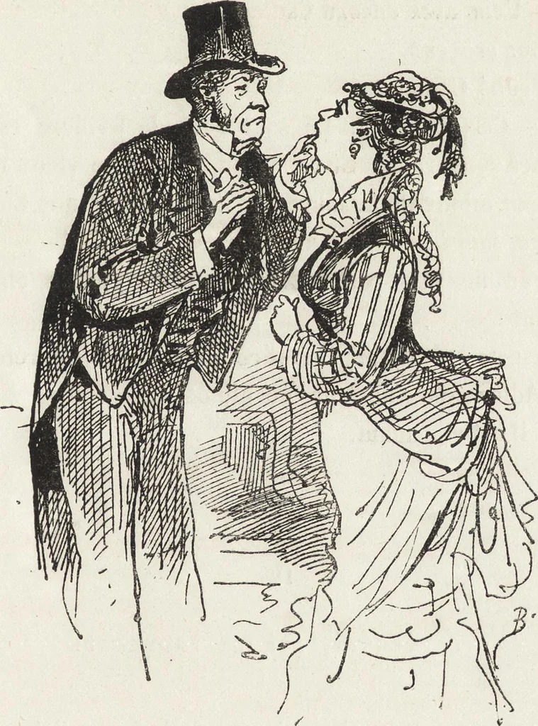 An illustration from La vie hors de chez soi (comédie de notre temps) l'hiver, le printemps, l'été, l'automne; études au crayon et à la plume, 1876, leaf 388