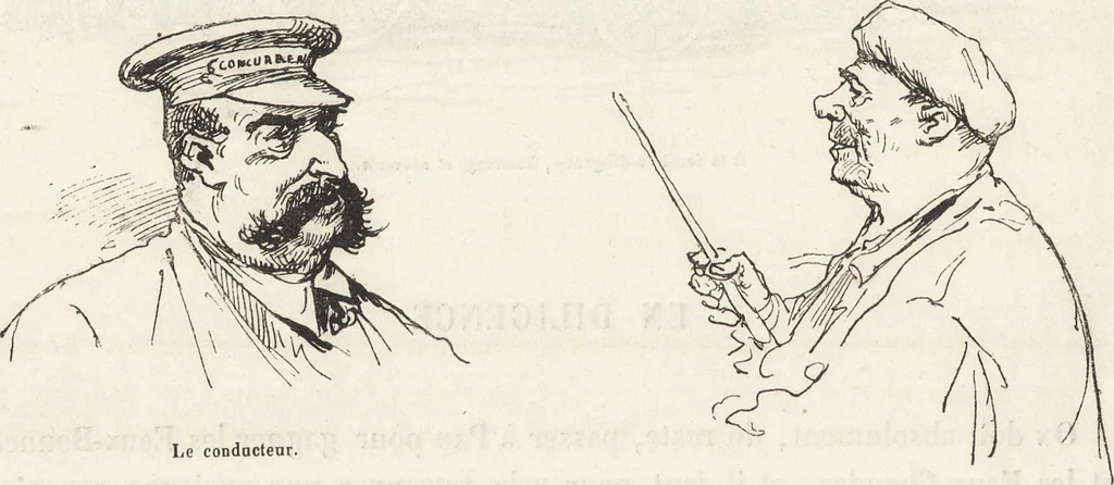 An illustration from La vie hors de chez soi (comédie de notre temps) l'hiver, le printemps, l'été, l'automne; études au crayon et à la plume, 1876, leaf 413