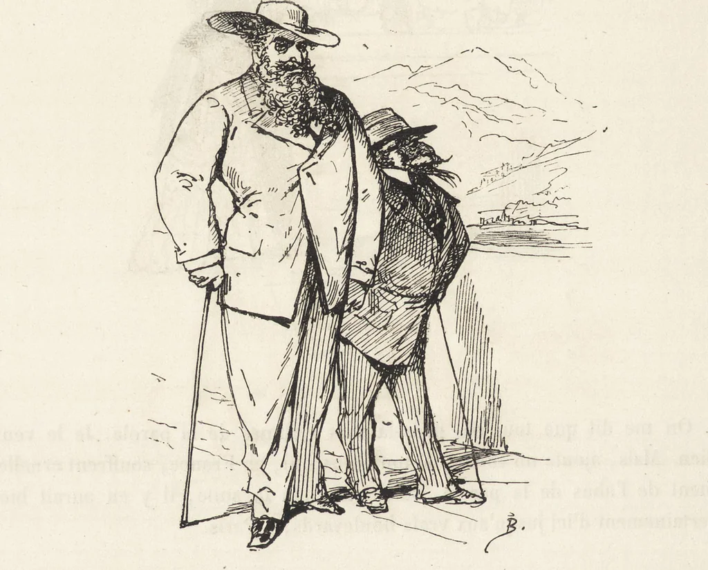 An illustration from La vie hors de chez soi (comédie de notre temps) l'hiver, le printemps, l'été, l'automne; études au crayon et à la plume, 1876, leaf 429