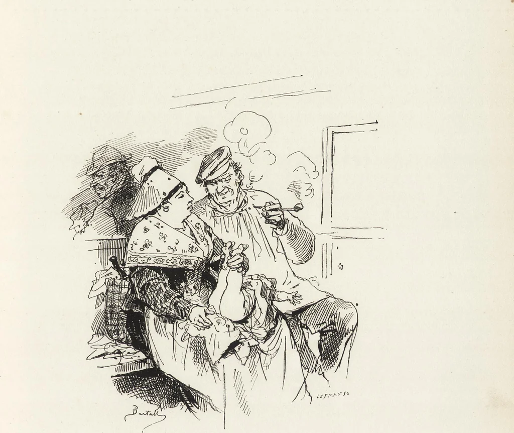 An illustration from La vie hors de chez soi (comédie de notre temps) l'hiver, le printemps, l'été, l'automne; études au crayon et à la plume, 1876, leaf 44
