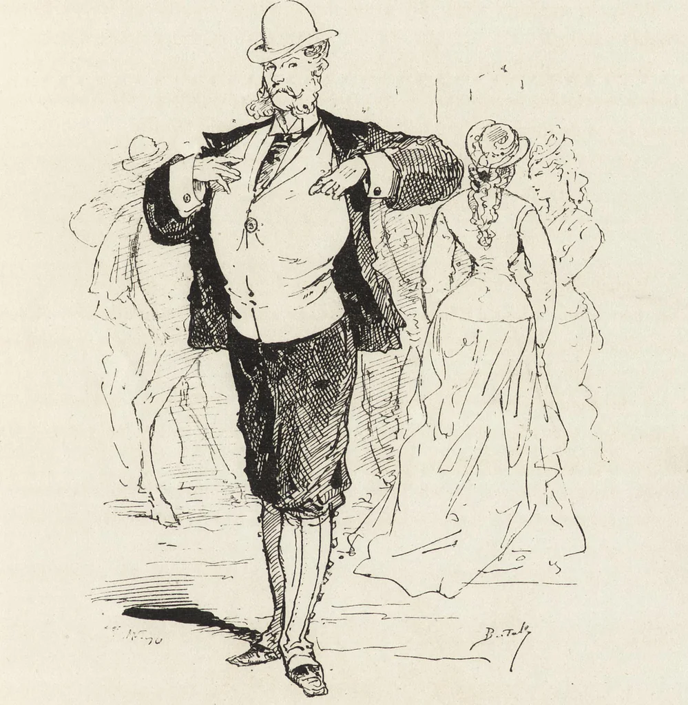 An illustration from La vie hors de chez soi (comédie de notre temps) l'hiver, le printemps, l'été, l'automne; études au crayon et à la plume, 1876, leaf 444