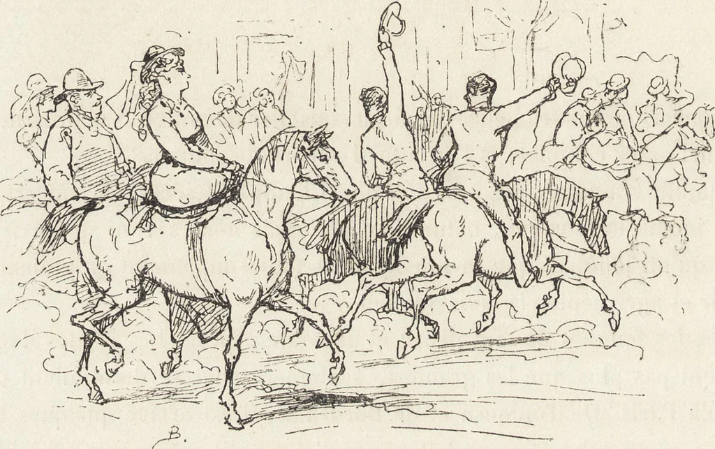 An illustration from La vie hors de chez soi (comédie de notre temps) l'hiver, le printemps, l'été, l'automne; études au crayon et à la plume, 1876, leaf 451