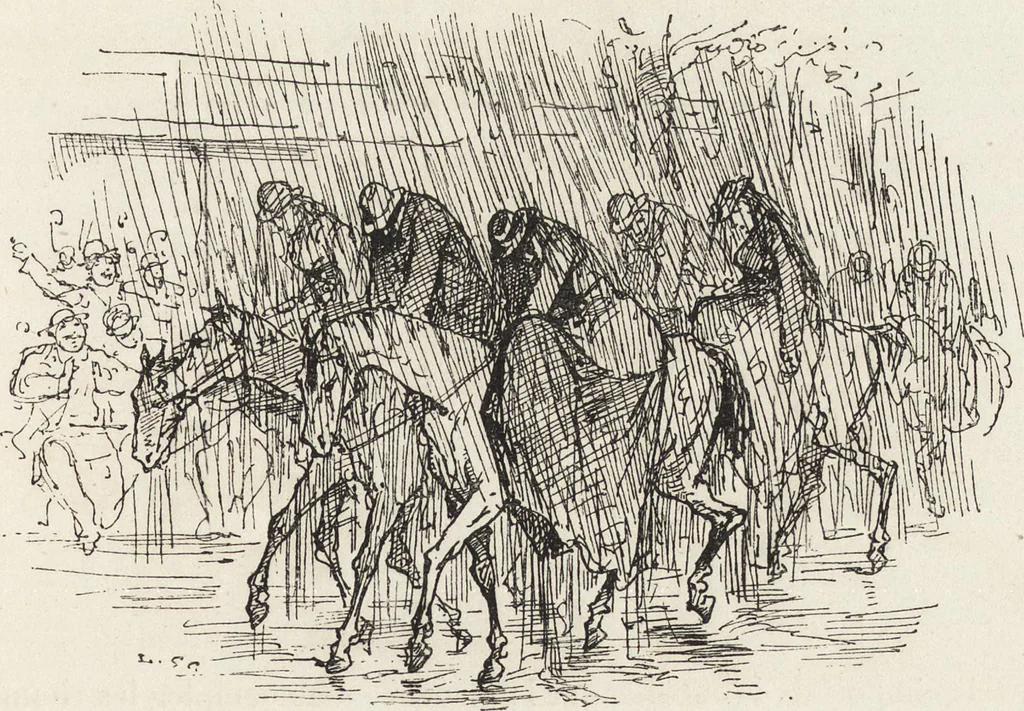 An illustration from La vie hors de chez soi (comédie de notre temps) l'hiver, le printemps, l'été, l'automne; études au crayon et à la plume, 1876, leaf 452