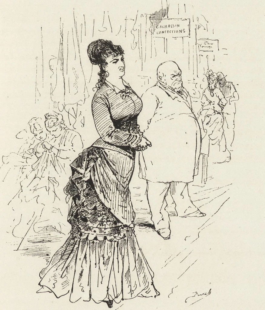 An illustration from La vie hors de chez soi (comédie de notre temps) l'hiver, le printemps, l'été, l'automne; études au crayon et à la plume, 1876, leaf 462