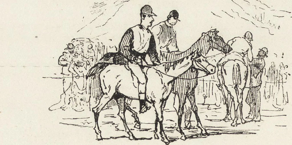 An illustration from La vie hors de chez soi (comédie de notre temps) l'hiver, le printemps, l'été, l'automne; études au crayon et à la plume, 1876, leaf 467