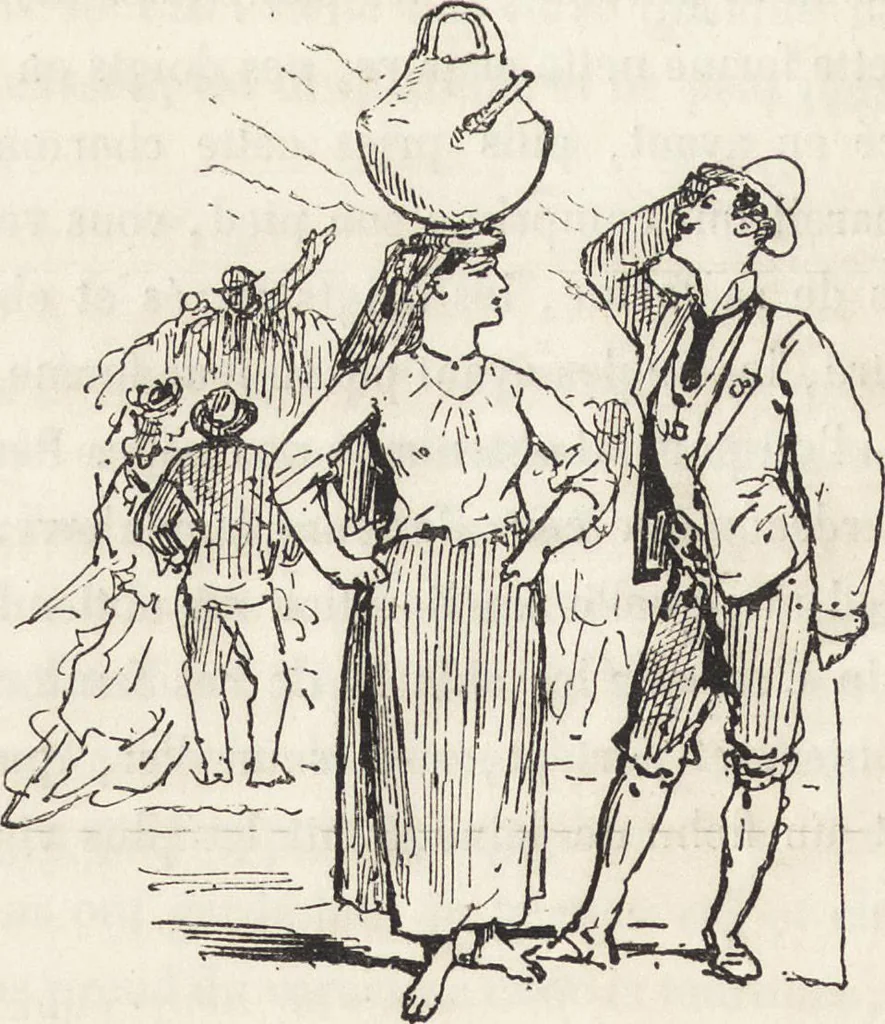 An illustration from La vie hors de chez soi (comédie de notre temps) l'hiver, le printemps, l'été, l'automne; études au crayon et à la plume, 1876, leaf 475