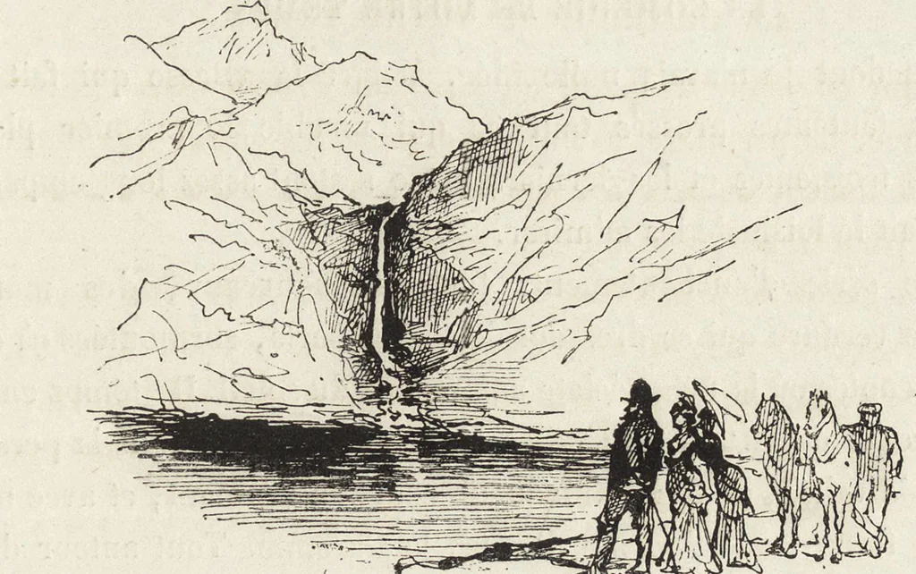 An illustration from La vie hors de chez soi (comédie de notre temps) l'hiver, le printemps, l'été, l'automne; études au crayon et à la plume, 1876, leaf 476