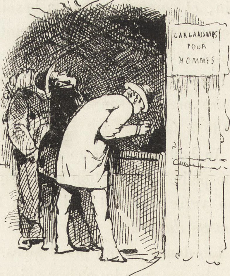 An illustration from La vie hors de chez soi (comédie de notre temps) l'hiver, le printemps, l'été, l'automne; études au crayon et à la plume, 1876, leaf 479