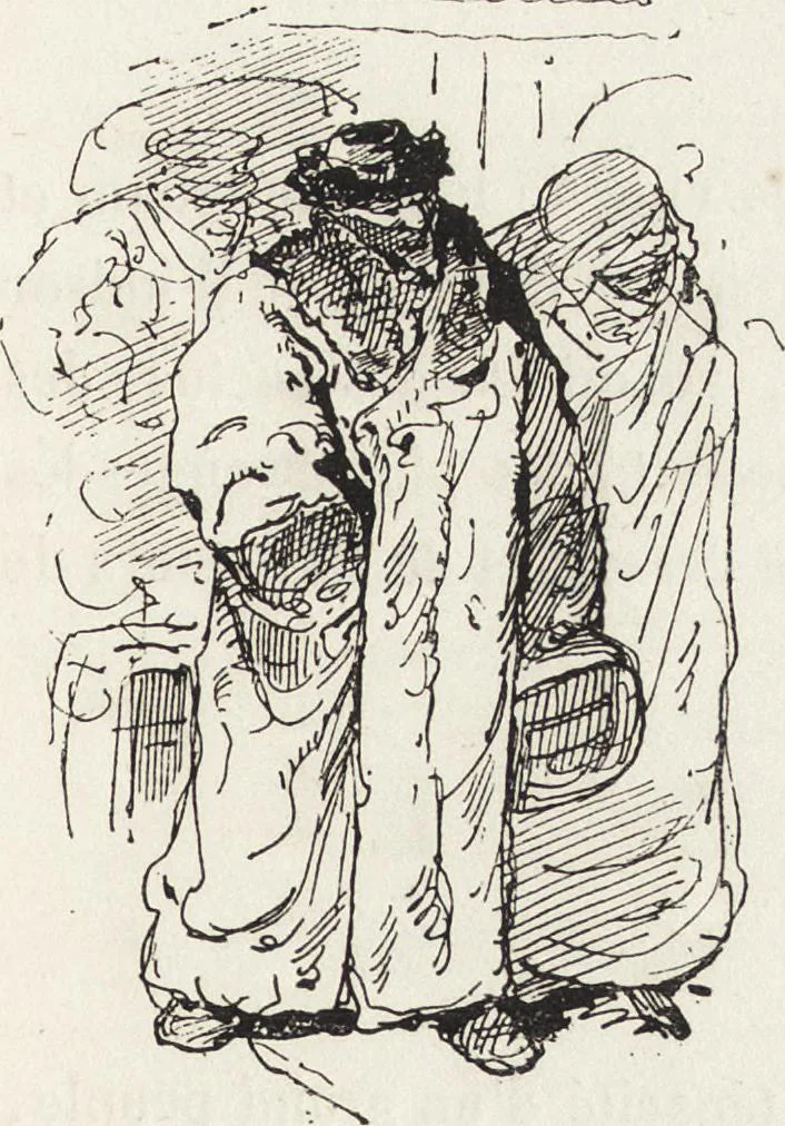An illustration from La vie hors de chez soi (comédie de notre temps) l'hiver, le printemps, l'été, l'automne; études au crayon et à la plume, 1876, leaf 48
