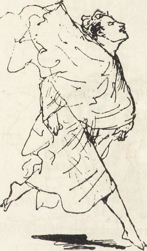 An illustration from La vie hors de chez soi (comédie de notre temps) l'hiver, le printemps, l'été, l'automne; études au crayon et à la plume, 1876, leaf 481