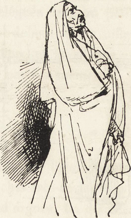 An illustration from La vie hors de chez soi (comédie de notre temps) l'hiver, le printemps, l'été, l'automne; études au crayon et à la plume, 1876, leaf 481