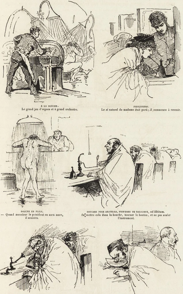 An illustration from La vie hors de chez soi (comédie de notre temps) l'hiver, le printemps, l'été, l'automne; études au crayon et à la plume, 1876, leaf 482