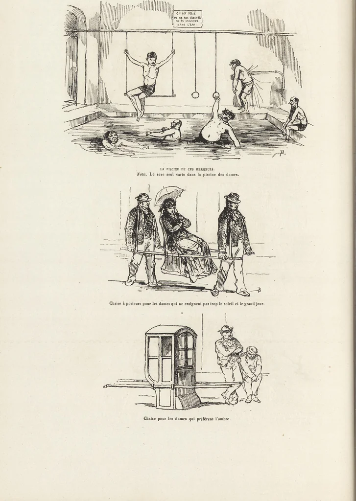 An illustration from La vie hors de chez soi (comédie de notre temps) l'hiver, le printemps, l'été, l'automne; études au crayon et à la plume, 1876, leaf 483