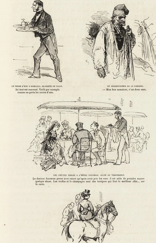 An illustration from La vie hors de chez soi (comédie de notre temps) l'hiver, le printemps, l'été, l'automne; études au crayon et à la plume, 1876, leaf 484