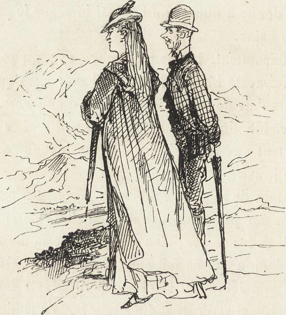 An illustration from La vie hors de chez soi (comédie de notre temps) l'hiver, le printemps, l'été, l'automne; études au crayon et à la plume, 1876, leaf 487