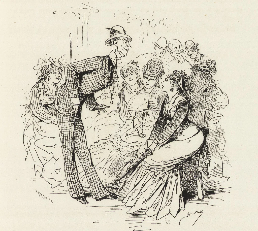 An illustration from La vie hors de chez soi (comédie de notre temps) l'hiver, le printemps, l'été, l'automne; études au crayon et à la plume, 1876, leaf 488