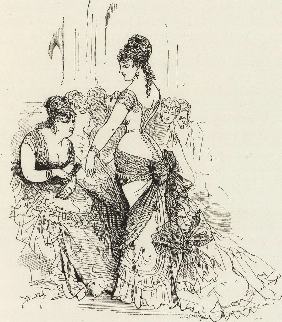 An illustration from La vie hors de chez soi (comédie de notre temps) l'hiver, le printemps, l'été, l'automne; études au crayon et à la plume, 1876, leaf 490