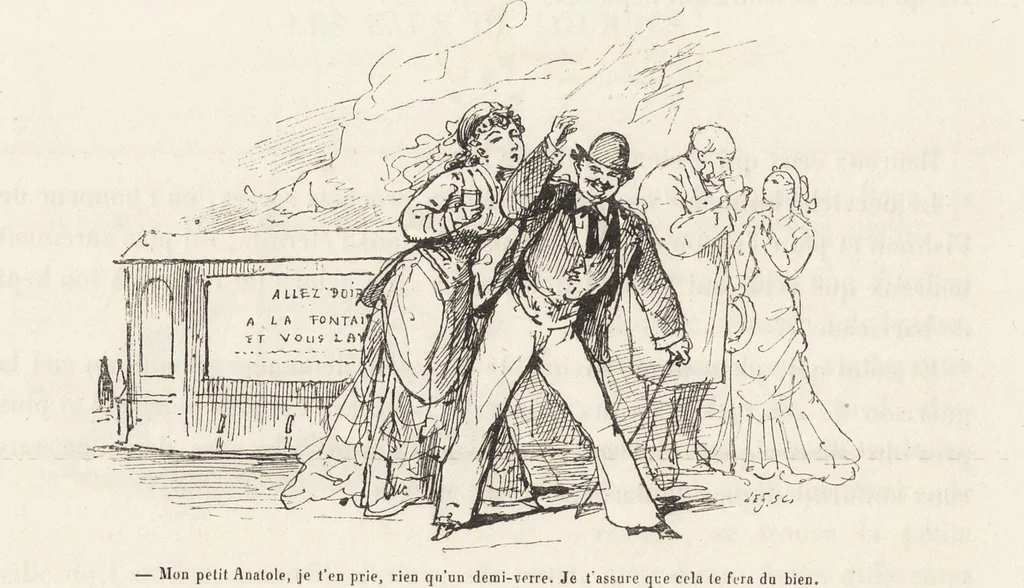 An illustration from La vie hors de chez soi (comédie de notre temps) l'hiver, le printemps, l'été, l'automne; études au crayon et à la plume, 1876, leaf 497
