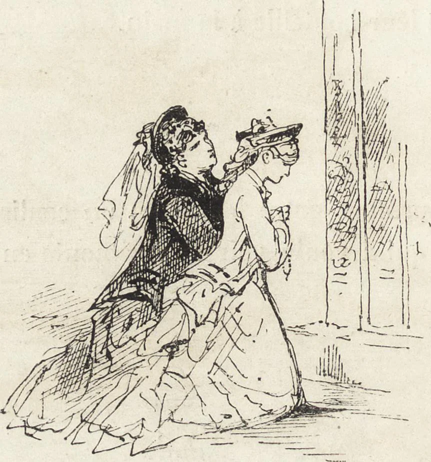 An illustration from La vie hors de chez soi (comédie de notre temps) l'hiver, le printemps, l'été, l'automne; études au crayon et à la plume, 1876, leaf 499