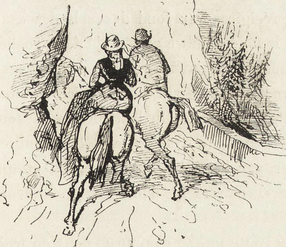 An illustration from La vie hors de chez soi (comédie de notre temps) l'hiver, le printemps, l'été, l'automne; études au crayon et à la plume, 1876, leaf 506