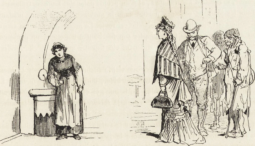An illustration from La vie hors de chez soi (comédie de notre temps) l'hiver, le printemps, l'été, l'automne; études au crayon et à la plume, 1876, leaf 512