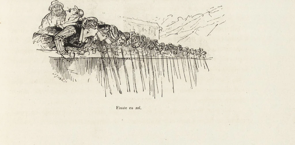 An illustration from La vie hors de chez soi (comédie de notre temps) l'hiver, le printemps, l'été, l'automne; études au crayon et à la plume, 1876, leaf 514