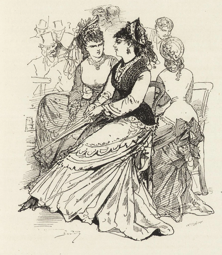 An illustration from La vie hors de chez soi (comédie de notre temps) l'hiver, le printemps, l'été, l'automne; études au crayon et à la plume, 1876, leaf 520