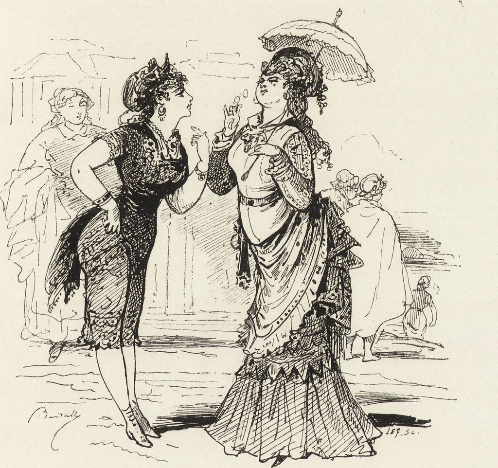 An illustration from La vie hors de chez soi (comédie de notre temps) l'hiver, le printemps, l'été, l'automne; études au crayon et à la plume, 1876, leaf 522