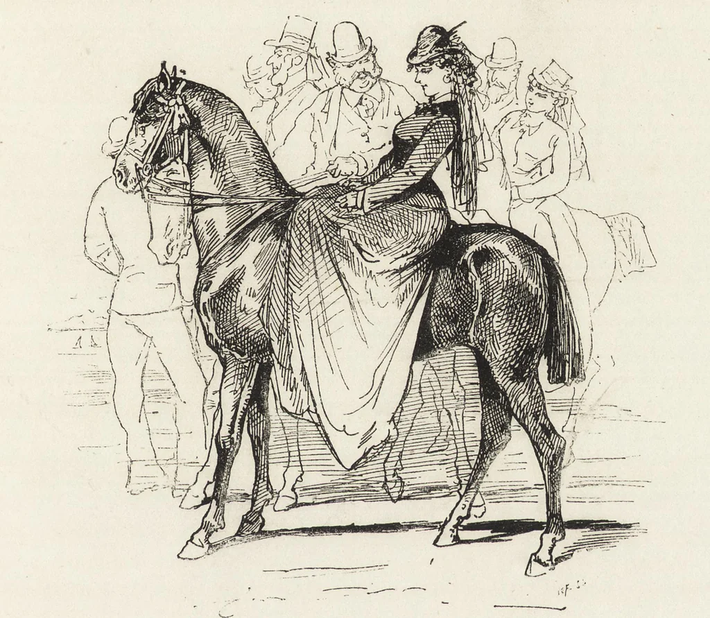 An illustration from La vie hors de chez soi (comédie de notre temps) l'hiver, le printemps, l'été, l'automne; études au crayon et à la plume, 1876, leaf 524