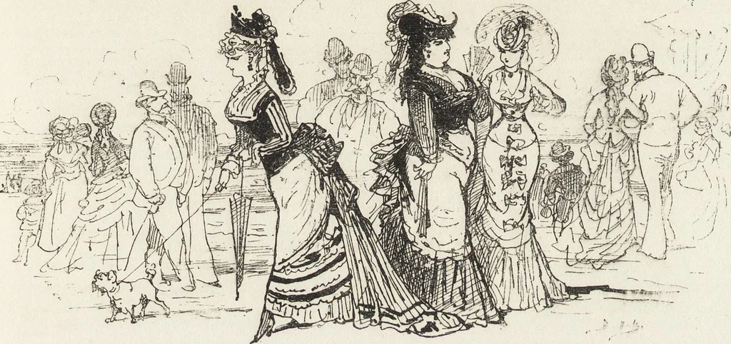 An illustration from La vie hors de chez soi (comédie de notre temps) l'hiver, le printemps, l'été, l'automne; études au crayon et à la plume, 1876, leaf 530