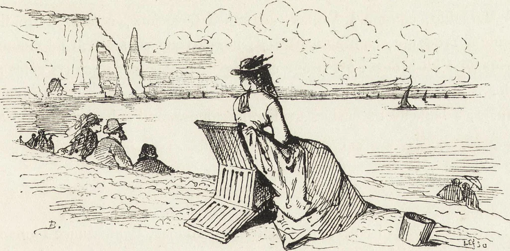 An illustration from La vie hors de chez soi (comédie de notre temps) l'hiver, le printemps, l'été, l'automne; études au crayon et à la plume, 1876, leaf 536
