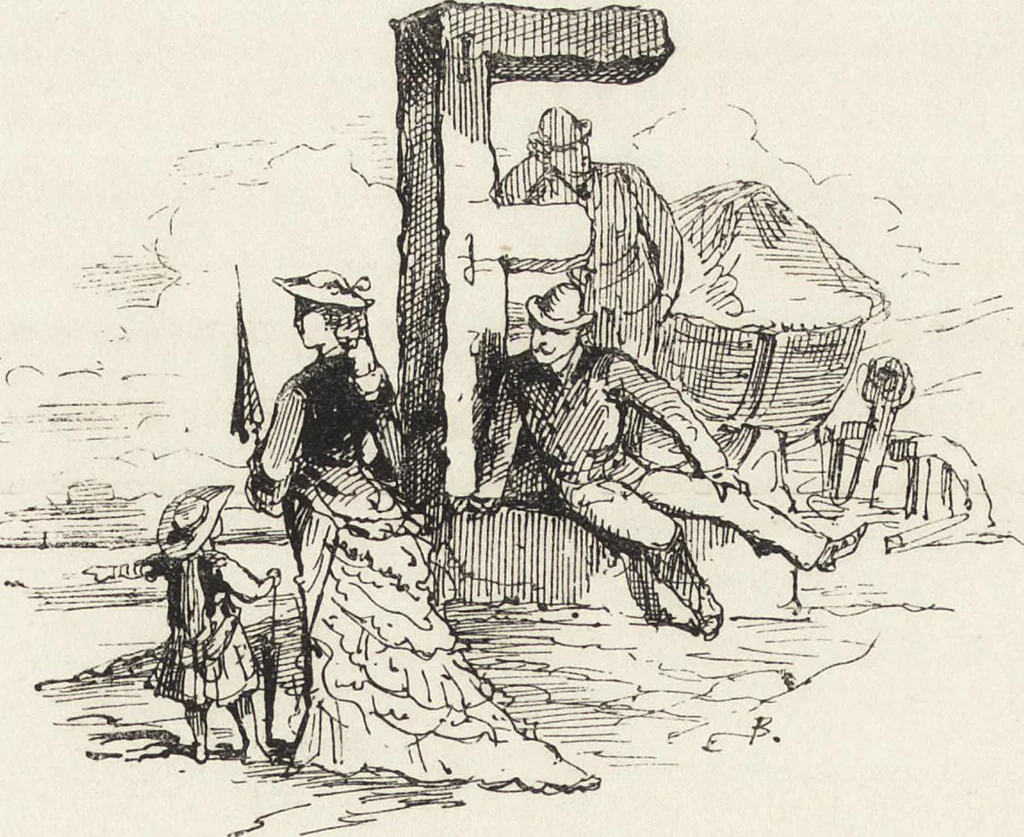 An illustration from La vie hors de chez soi (comédie de notre temps) l'hiver, le printemps, l'été, l'automne; études au crayon et à la plume, 1876, leaf 539