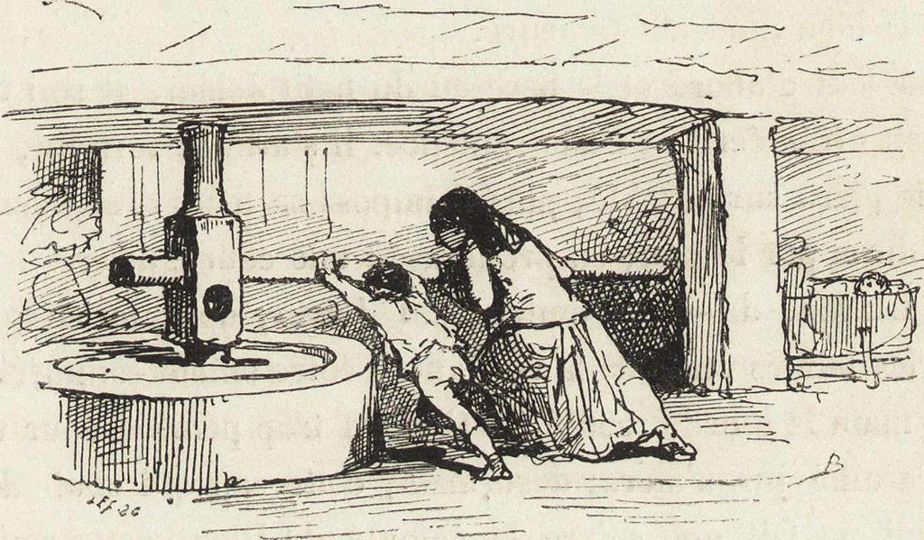 An illustration from La vie hors de chez soi (comédie de notre temps) l'hiver, le printemps, l'été, l'automne; études au crayon et à la plume, 1876, leaf 542